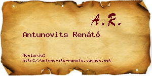 Antunovits Renátó névjegykártya